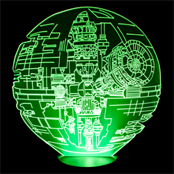 Светильник 3D "Звезда Смерти в разрезе" (300-017-00-3), зелёное свечение