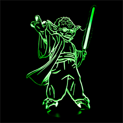 Светильник с эффектом 3D Йода с мечом (300-018-20-2), зелёное свечение