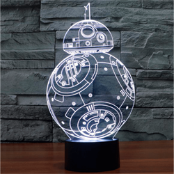 Светильник с эффектом 3D BB8 (300-011-00-1), белая подсветка в интерьере