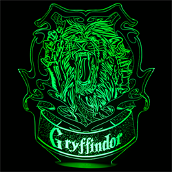 Светильник с эффектом 3D Гриффиндор, зелёное свечение