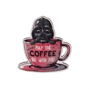 Деревянный значок May the coffee be with you